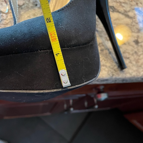 Sexy Black Brushed Fabric Spike Stiletto Platform Heels - Picture 3 of 5